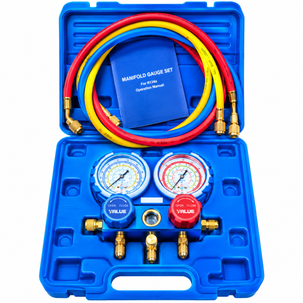 Blue HVAC Manifold Gauge Set Kit